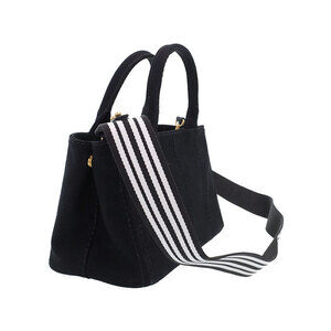 Prada canvas Black Canapa handles Tote top 2way handbag